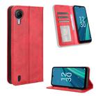 For Cricket Debut S2 U380AC Magnetic Buckle Retro Texture Leather Phone Case(Red) - 1
