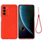 For ZTE Blade V40 Smart Pure Color Liquid Silicone Shockproof Phone Case(Red) - 1