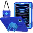 For iPad Air 2022 10.9 / Pro 11 2022 Punk Stand PC Hybrid Silicone Tablet Case with Shoulder Strap(Blue) - 1