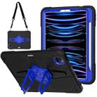 For iPad Air 2022 10.9 / Pro 11 2022 Punk Stand PC Hybrid Silicone Tablet Case with Shoulder Strap(Black Blue) - 1