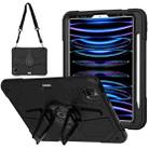 For iPad Air 2022 10.9 / Pro 11 2022 Punk Stand PC Hybrid Silicone Tablet Case with Shoulder Strap(Black) - 1
