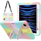 For iPad Air 2022 10.9 / Pro 11 2022 Punk Stand PC Hybrid Silicone Tablet Case with Shoulder Strap(Colorful) - 1