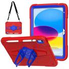 For iPad 10th Gen 10.9 2022 Punk Stand PC Hybrid Silicone Tablet Case with Shoulder Strap(Red Blue) - 1