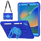 For iPad 10.2 2021 / 2020 / 2019 Punk Stand PC Hybrid Silicone Tablet Case with Shoulder Strap(Blue) - 1