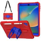 For iPad 10.2 2021 / 2020 / 2019 Punk Stand PC Hybrid Silicone Tablet Case with Shoulder Strap(Red Blue) - 1