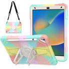 For iPad 10.2 2021 / 2020 / 2019 Punk Stand PC Hybrid Silicone Tablet Case with Shoulder Strap(Colorful) - 1