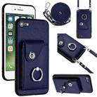 For iPhone SE 2022 / 2020 / 8 / 7 Organ Card Bag Ring Holder Phone Case with Long Lanyard(Blue) - 1