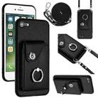 For iPhone SE 2022 / 2020 / 8 / 7 Organ Card Bag Ring Holder Phone Case with Long Lanyard(Black) - 1