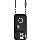 For iPhone 16 Pro Max Organ Card Bag Ring Holder Phone Case with Long Lanyard(Black) - 2