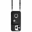 For iPhone 16 Pro Organ Card Bag Ring Holder Phone Case with Long Lanyard(Black) - 2