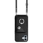 For iPhone 16 Plus Organ Card Bag Ring Holder Phone Case with Long Lanyard(Black) - 2