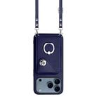 For iPhone 17 Pro Max Organ Card Bag Ring Holder Phone Case with Long Lanyard(Blue) - 2