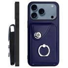 For iPhone 17 Pro Max Organ Card Bag Ring Holder Phone Case with Long Lanyard(Blue) - 3