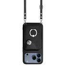 For iPhone 17 Pro Max Organ Card Bag Ring Holder Phone Case with Long Lanyard(Black) - 2