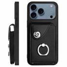 For iPhone 17 Pro Max Organ Card Bag Ring Holder Phone Case with Long Lanyard(Black) - 3