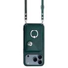 For iPhone 17 Pro Organ Card Bag Ring Holder Phone Case with Long Lanyard(Green) - 2