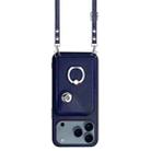 For iPhone 17 Pro Organ Card Bag Ring Holder Phone Case with Long Lanyard(Blue) - 2
