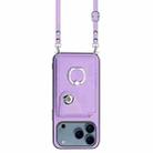 For iPhone 17 Pro Organ Card Bag Ring Holder Phone Case with Long Lanyard(Purple) - 2