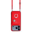 For iPhone 17 Pro Organ Card Bag Ring Holder Phone Case with Long Lanyard(Red) - 2