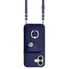 For iPhone 17 Organ Card Bag Ring Holder Phone Case with Long Lanyard(Blue) - 2