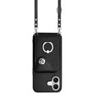For iPhone 17 Organ Card Bag Ring Holder Phone Case with Long Lanyard(Black) - 2