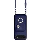 For iPhone 17 Air Organ Card Bag Ring Holder Phone Case with Long Lanyard(Blue) - 2