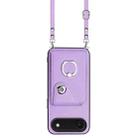 For iPhone 17 Air Organ Card Bag Ring Holder Phone Case with Long Lanyard(Purple) - 2