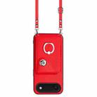 For iPhone 17 Air Organ Card Bag Ring Holder Phone Case with Long Lanyard(Red) - 2