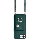 For iPhone 16e Organ Card Bag Ring Holder Phone Case with Long Lanyard(Green) - 2