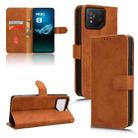 For ASUS ROG Phone 8 Pro Skin Feel Magnetic Flip Leather Phone Case(Brown) - 1