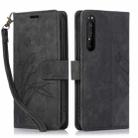 For Sony Xperia 1 IV Orchid Butterfly Embossed Leather Phone Case(Black) - 1