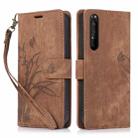 For Sony Xperia 1 IV Orchid Butterfly Embossed Leather Phone Case(Brown) - 1