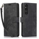For Sony Xperia 1 V 5G 2023 Orchid Butterfly Embossed Leather Phone Case(Black) - 1