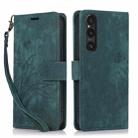 For Sony Xperia 1 V 5G 2023 Orchid Butterfly Embossed Leather Phone Case(Green) - 1