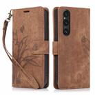 For Sony Xperia 1 V 5G 2023 Orchid Butterfly Embossed Leather Phone Case(Brown) - 1