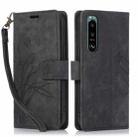 For Sony Xperia 5 IV Orchid Butterfly Embossed Leather Phone Case(Black) - 1