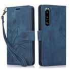 For Sony Xperia 5 IV Orchid Butterfly Embossed Leather Phone Case(Blue) - 1