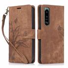 For Sony Xperia 5 IV Orchid Butterfly Embossed Leather Phone Case(Brown) - 1