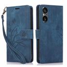 For Sony Xperia 5 V 5G Orchid Butterfly Embossed Leather Phone Case(Blue) - 1