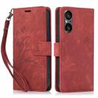 For Sony Xperia 5 V 5G Orchid Butterfly Embossed Leather Phone Case(Red) - 1