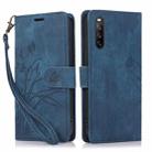 For Sony Xperia 10 III Orchid Butterfly Embossed Leather Phone Case(Blue) - 1