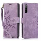 For Sony Xperia 10 IV Orchid Butterfly Embossed Leather Phone Case(Purple) - 1