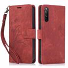 For Sony Xperia 10 IV Orchid Butterfly Embossed Leather Phone Case(Red) - 1