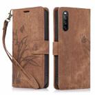 For Sony Xperia 10 IV Orchid Butterfly Embossed Leather Phone Case(Brown) - 1