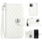 For iPhone 12 Pro Max Rhombic Texture Flip Leather Phone Case with Lanyard(White) - 1