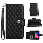 For iPhone SE 2022 / 2020 / 8 / 7 Rhombic Texture Flip Leather Phone Case with Lanyard(Black) - 1