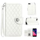 For iPhone SE 2022 / 2020 / 8 / 7 Rhombic Texture Flip Leather Phone Case with Lanyard(White) - 1
