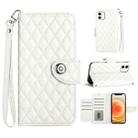 For iPhone 11 Rhombic Texture Flip Leather Phone Case with Lanyard(White) - 1