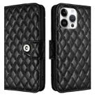 For iPhone 16 Pro Max Rhombic Texture Flip Leather Phone Case with Lanyard(Black) - 2