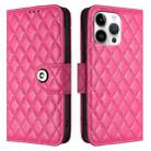 For iPhone 16 Pro Max Rhombic Texture Flip Leather Phone Case with Lanyard(Rose Red) - 2